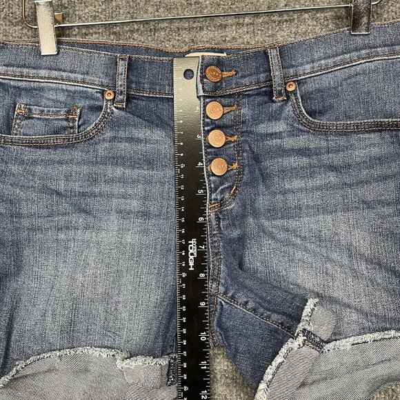 Loft Shorts‎ Womens 4 Blue Jeans Denim Button Fly Cut Off Cotton Stretch Medium - Picture 5 of 9
